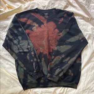 Red and Black Tie-Dye Crewneck Sweatshirt